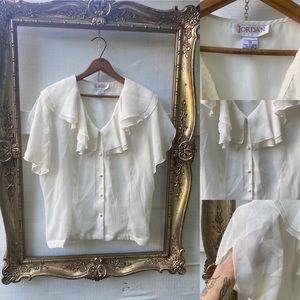 Vintage Creme Chiffon Blouse